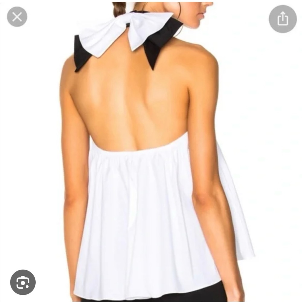 Caroline Constas White Halter Bow-Back Tank Top